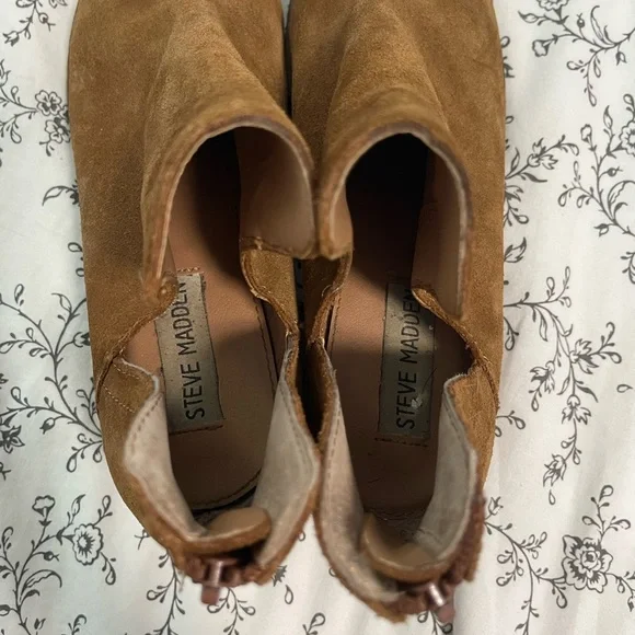 Steve Madden Lancaster Slip on Brown weastern Leather upper heeled ankle boots - Picture 4 of 7